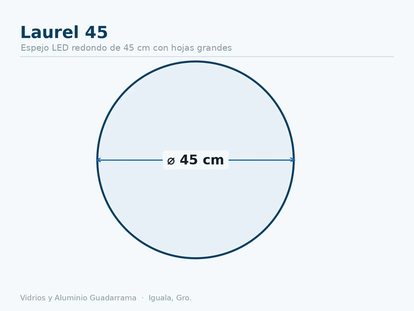 Laurel 45 — Espejo LED redondo de 45 cm con hojas grandes — medidas