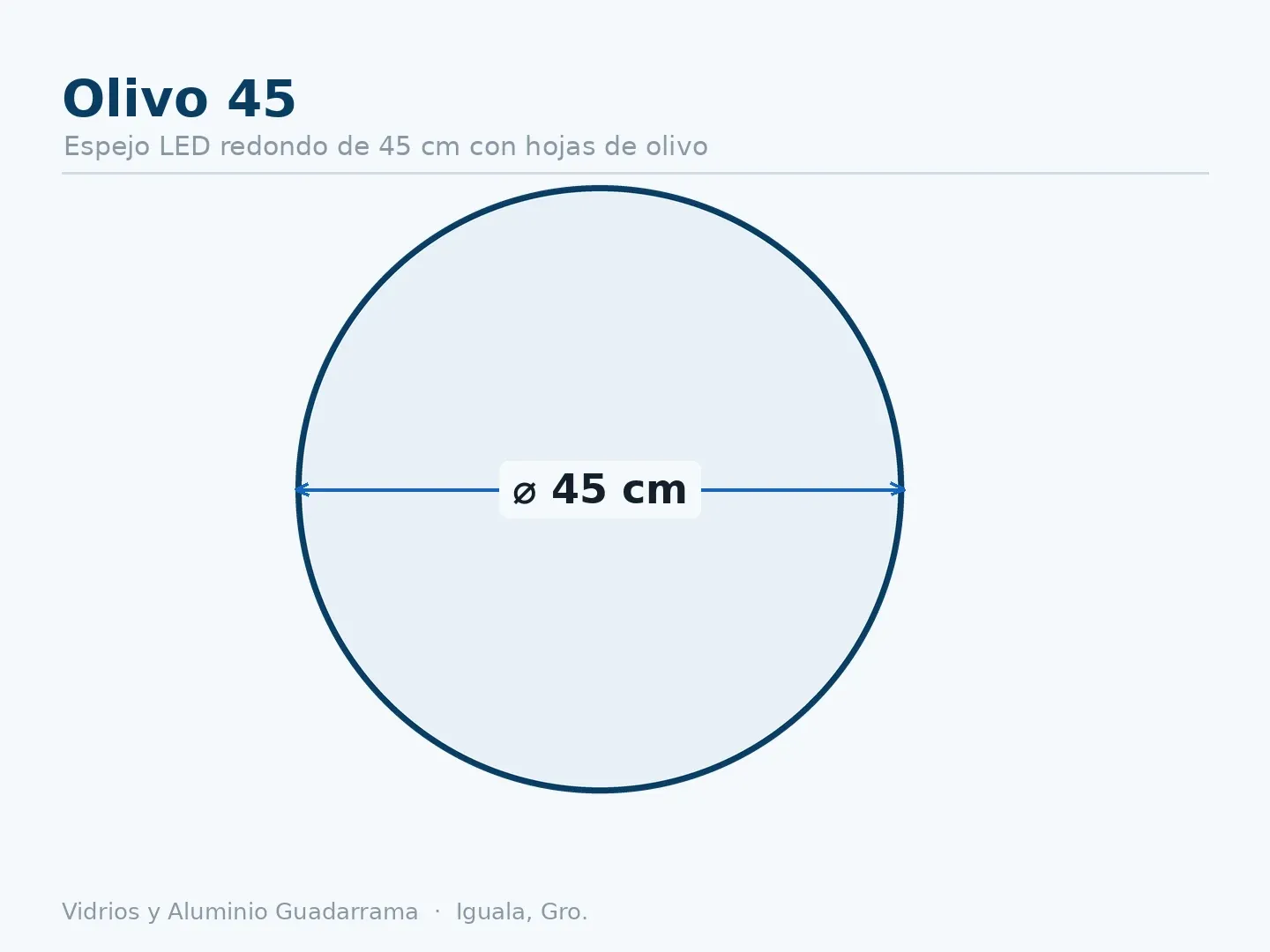 Olivo 45 — Espejo LED redondo de 45 cm con hojas de olivo — medidas